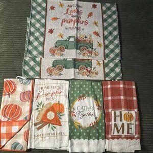Set of 6 Autumn  Fall Kitchen Towels & Placemats